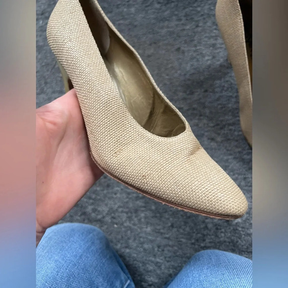 Vintage 1980s Yves Saint Laurent Rattan Heels, size 7 - Picture 5 of 12